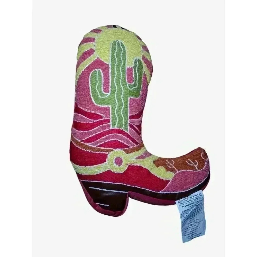 New Cowgirl Western Boot Decor Throw Pillow Cactus Pink